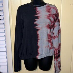 Lululemon Athletica Dropped Shoulder Black Tie Dye Long Sleeve Top Size 12